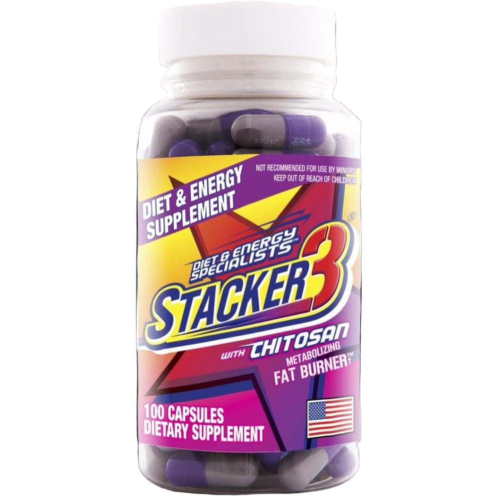 Stacker 3 Metabolizing Fat Burner with Chitosan, Capsules, 100Count Bottle