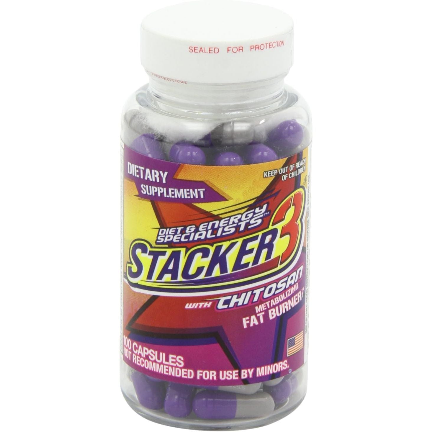 Stacker 3 Metabolizing Fat Burner with Chitosan, Capsules, 100Count Bottle