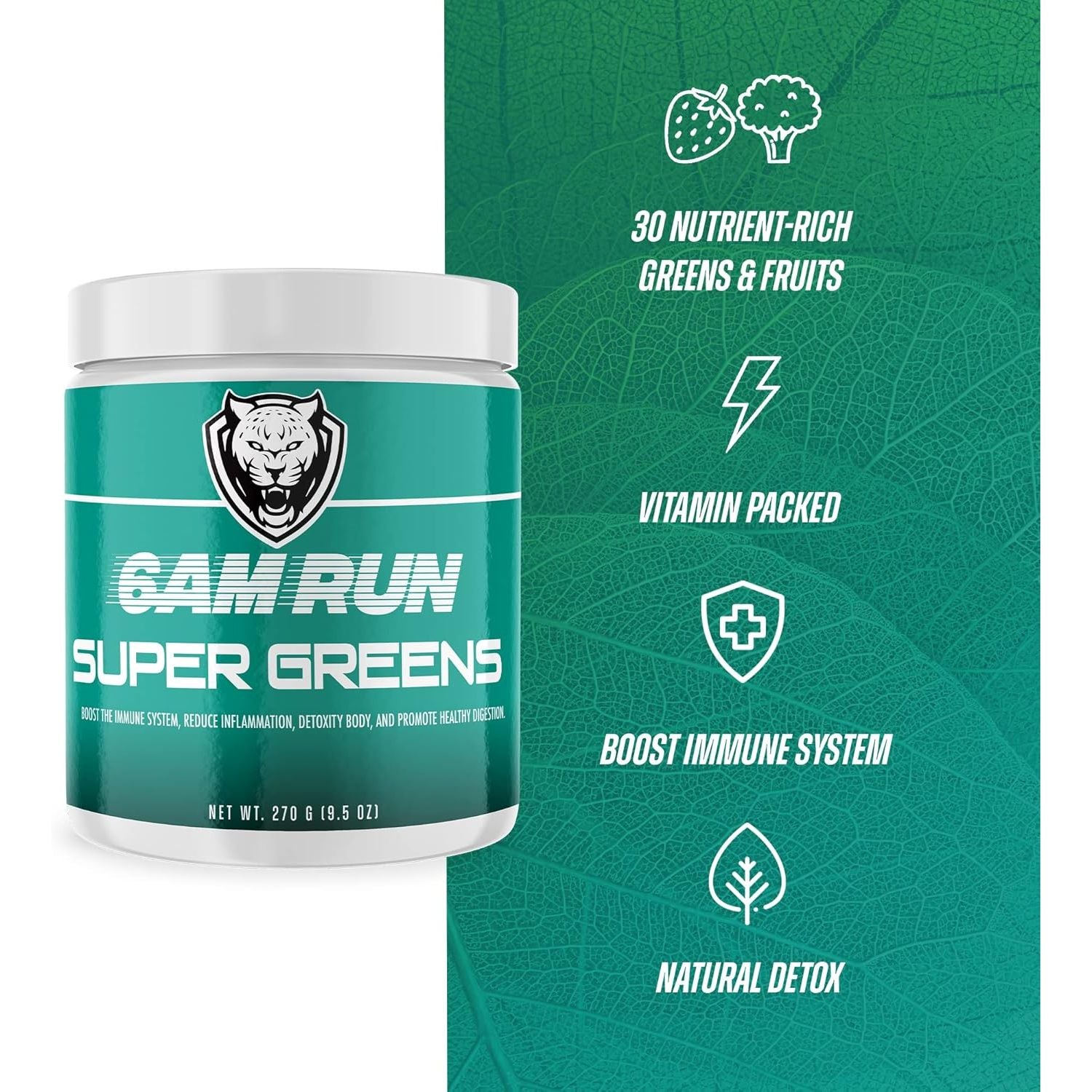 6AM Run | Super Greens Powder | Superfood Powder | Dietary Supplement | Vegetable Powder | Powder Drink Mix | Nutrient Dense Powder | Plant Based | Organic Greens Powder