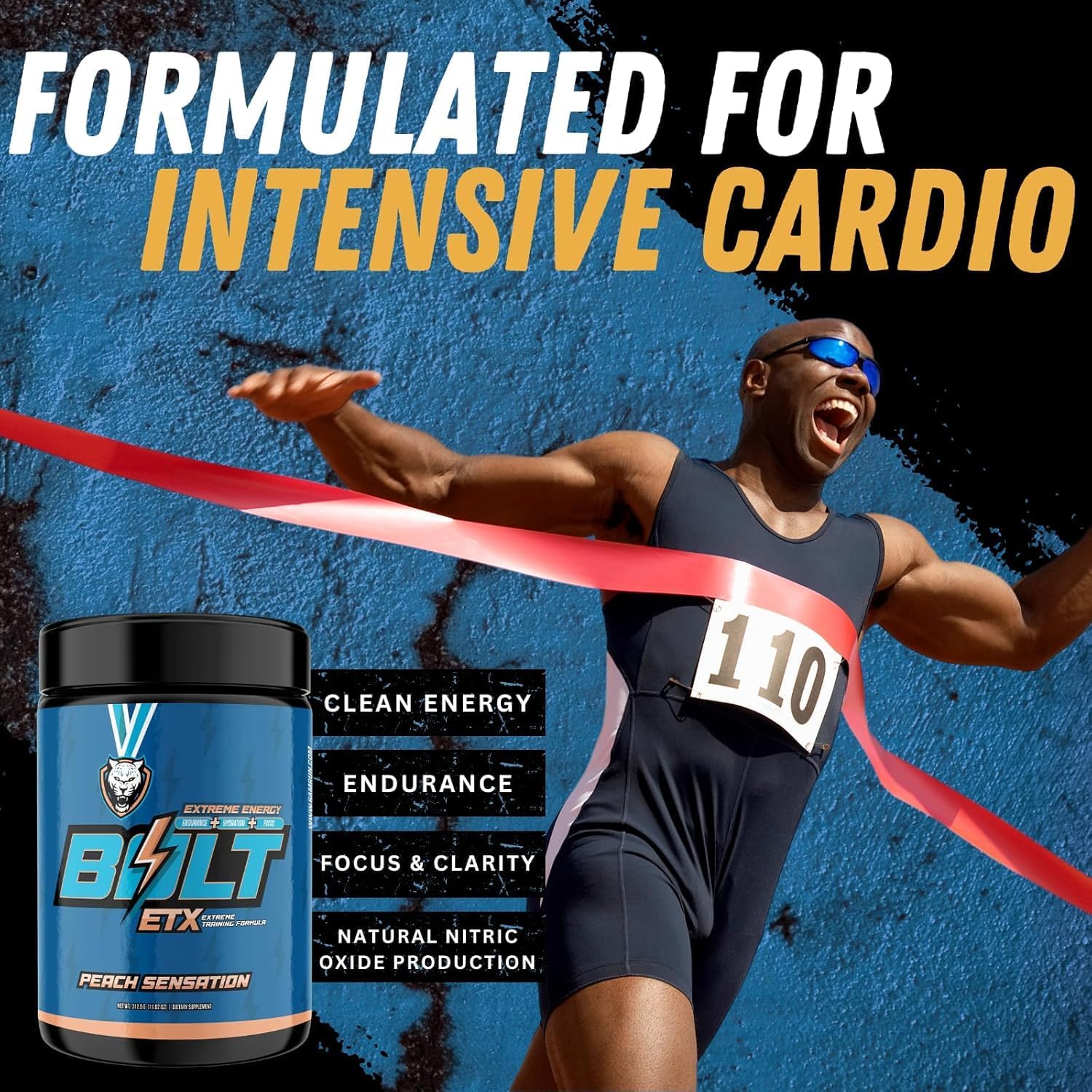 6AM Run Bolt - Pre Workout Powder for Instant Energy Boost for Cardio and Focus - No Jitters, High Energy Conditioning Formula - All Natural, Keto, Vegan (Peach Sensation)