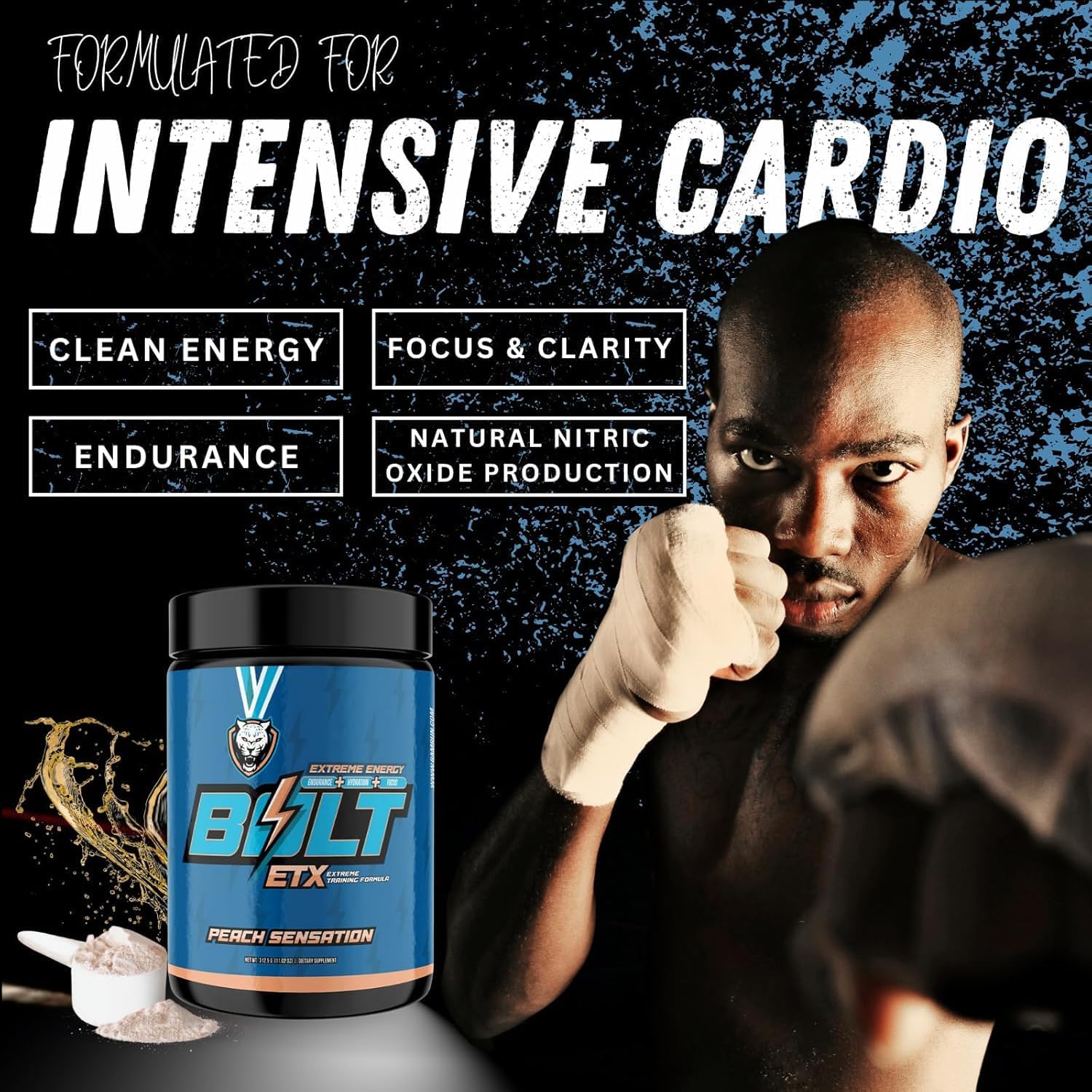 6AM Run Bolt - Pre Workout Powder for Instant Energy Boost for Cardio and Focus - No Jitters, High Energy Conditioning Formula - All Natural, Keto, Vegan (Peach Sensation)