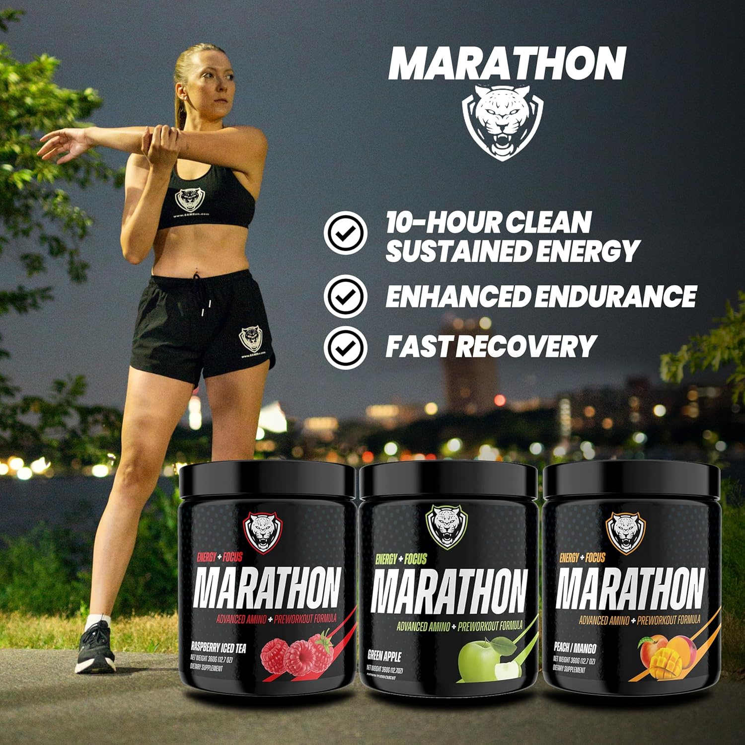 6AM Run Marathon | Running Supplements for Endurance & Stamina | Amino Energy with BCAAs for a Clean Pre Running Fuel | No Jitters | Marathon Essentials | Peach Mango | 40 Servings